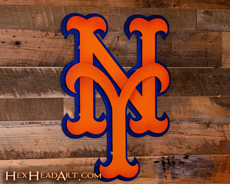 New York Mets "NY" Orange 3D Vintage Metal Wall Art