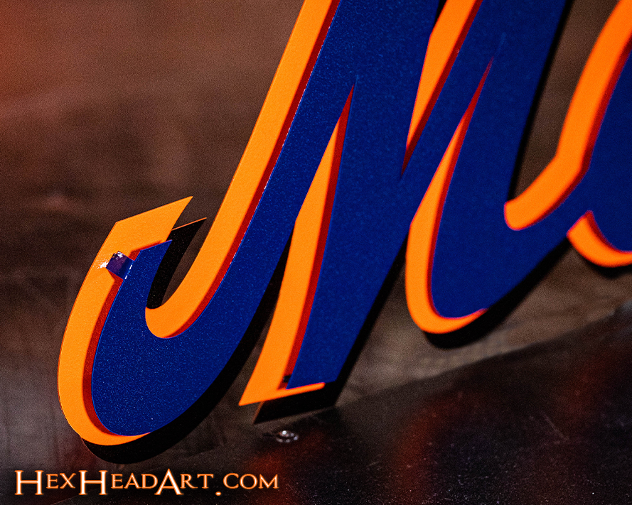 New York METS Cooperstown Script 1998-2009 Vintage Metal Wall Art