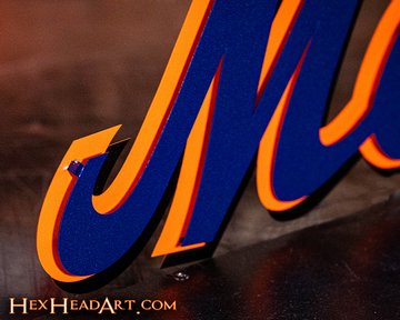 New York METS Cooperstown Script 1998-2009 Vintage Metal Wall Art