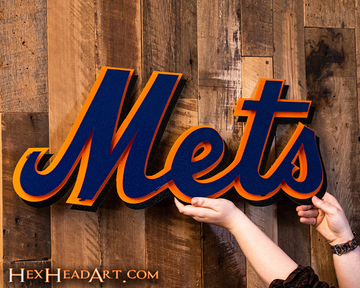 New York METS Cooperstown Script 1998-2009 Vintage Metal Wall Art