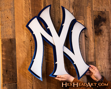 Load image into Gallery viewer, New York Yankees &quot;NY&quot; WHITE 3D Metal Wall Art
