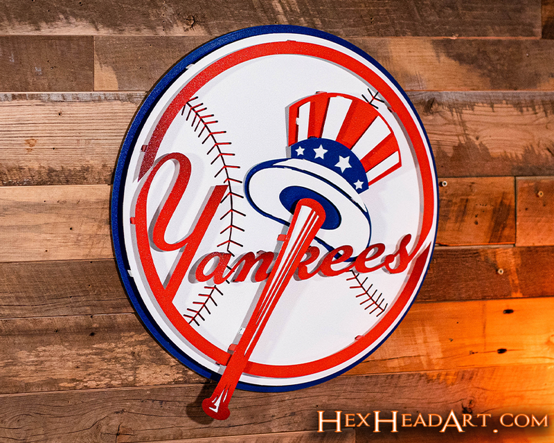 New York Yankees Crest 3D Metal Artwork – Hex Head Art