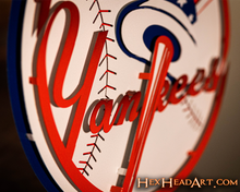 Load image into Gallery viewer, New York Yankees &quot;BAT AND HAT&quot; 3D Vintage Metal Wall Art
