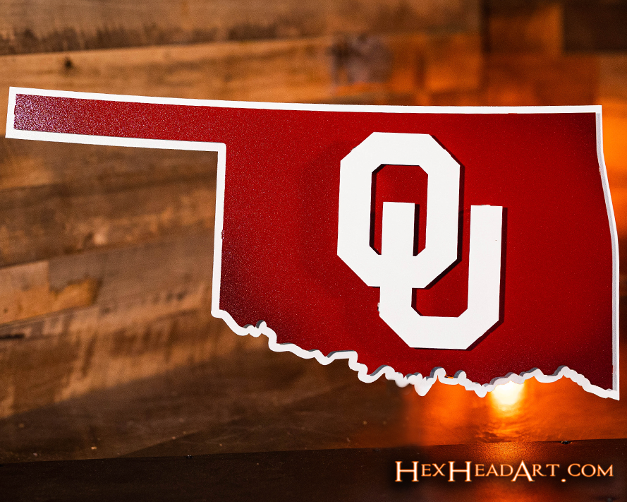 Oklahoma Sooners "OU on State" Vintage 3D Metal Wall Art