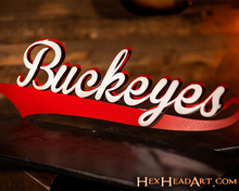 Load image into Gallery viewer, Ohio State Buckeyes Script 3D Metal Wall Art
