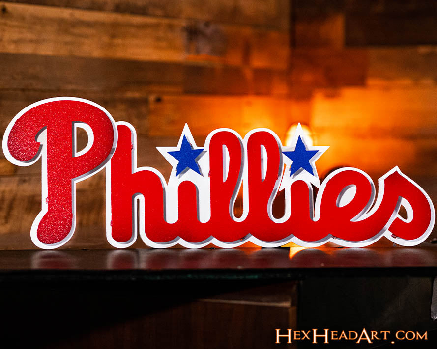 Philadelphia Phillies Script 3D Metal Wall Art