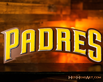 San Diego Padres 3 Layer "PADRES" 3D Vintage Metal Wall Art