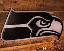 Load image into Gallery viewer, MONOCHROME - Seattle Seahawks Mascot 3D Vintage Metal Wall Art
