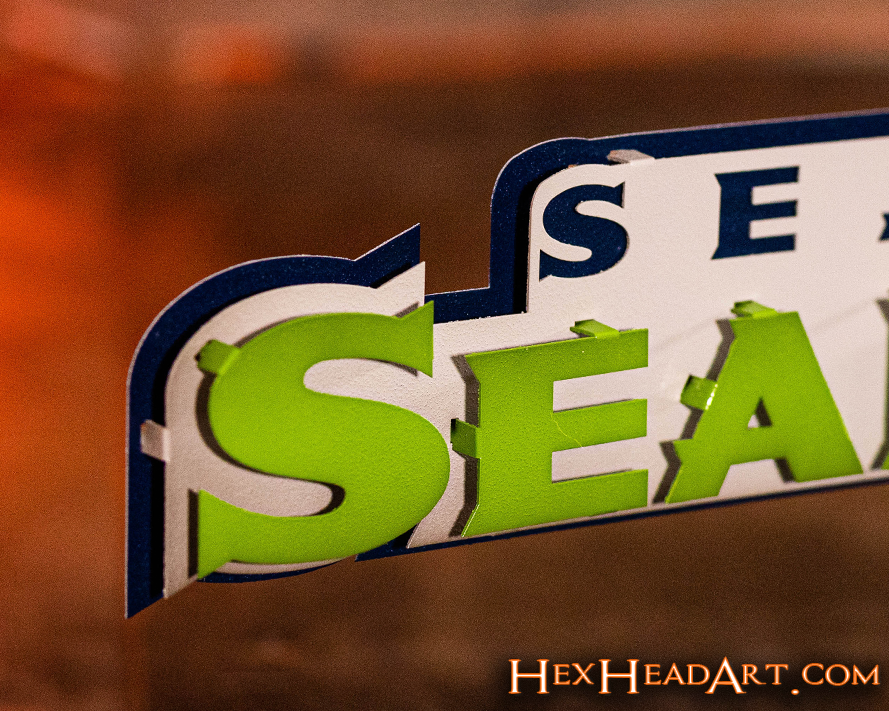 Seattle Seahawks Mascot 3D Vintage Metal Wall Art – Hex Head Art