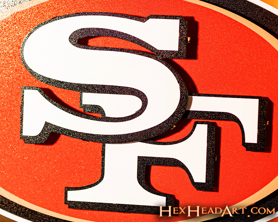 San Francisco 49ers 'SF Oval' 3D Vintage Metal Wall Art – Hex Head Art