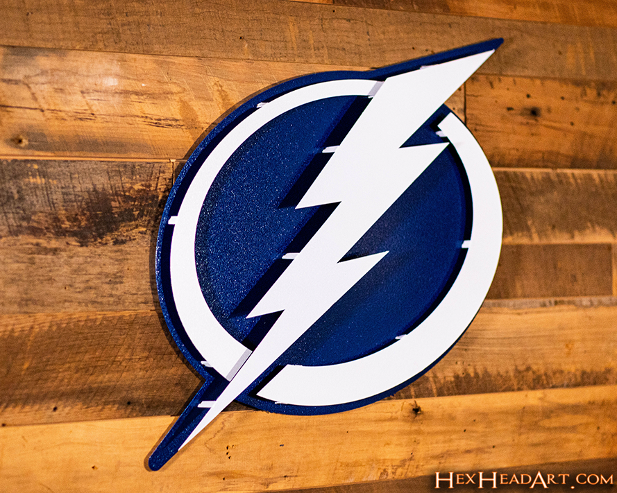 Tampa Bay Lightning White NHL 3D Vintage Metal Wall Art