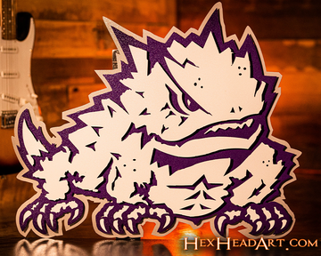 TCU Texas Christian "Horned Frog" 3D Vintage Metal Wall Art