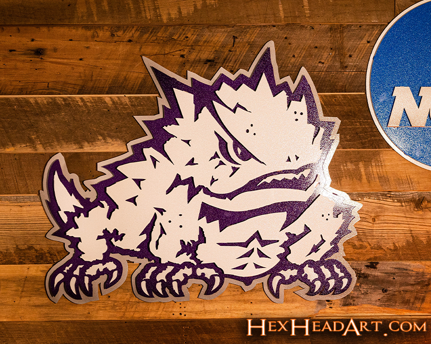 TCU Texas Christian "Horned Frog" 3D Vintage Metal Wall Art
