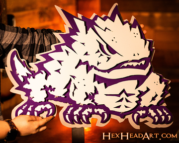 TCU Texas Christian "Horned Frog" 3D Vintage Metal Wall Art