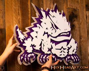TCU Texas Christian "Horned Frog" 3D Vintage Metal Wall Art