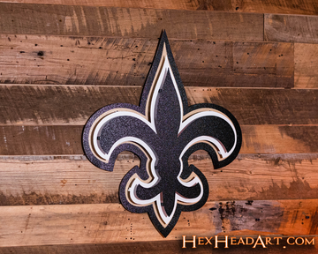 Black and Gold Fleur de Lis 3D Vintage Metal Wall Art
