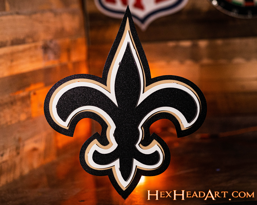 Black and Gold Fleur de Lis 3D Vintage Metal Wall Art