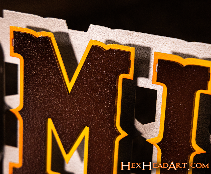 Wyoming Cowboys Wordmark 3D Vintage Metal Wall Art