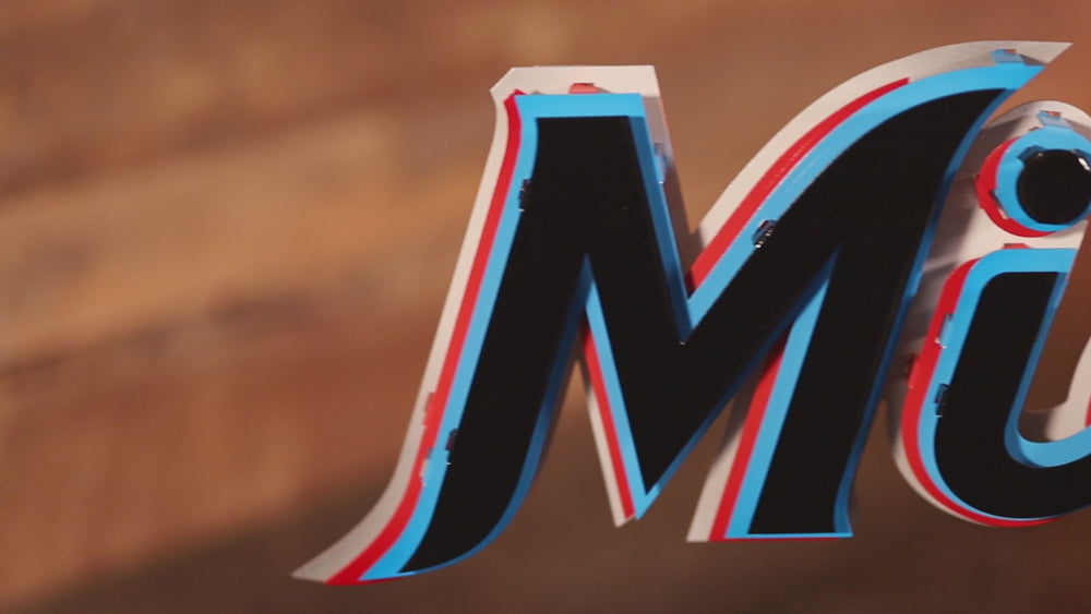 Miami Marlins "MIAMI" script 3D Metal Wall Art
