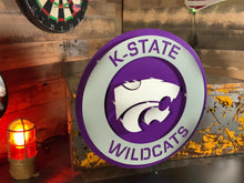 Load and play video in Gallery viewer, Kansas State Wildcats 3D Roundel Vintage Metal Wall Art
