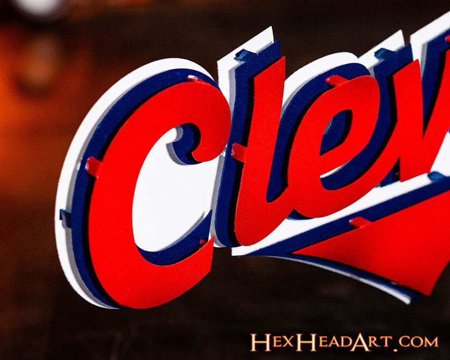 Cleveland Guardians Script "CLEVELAND"  3D Vintage Metal Wall Art