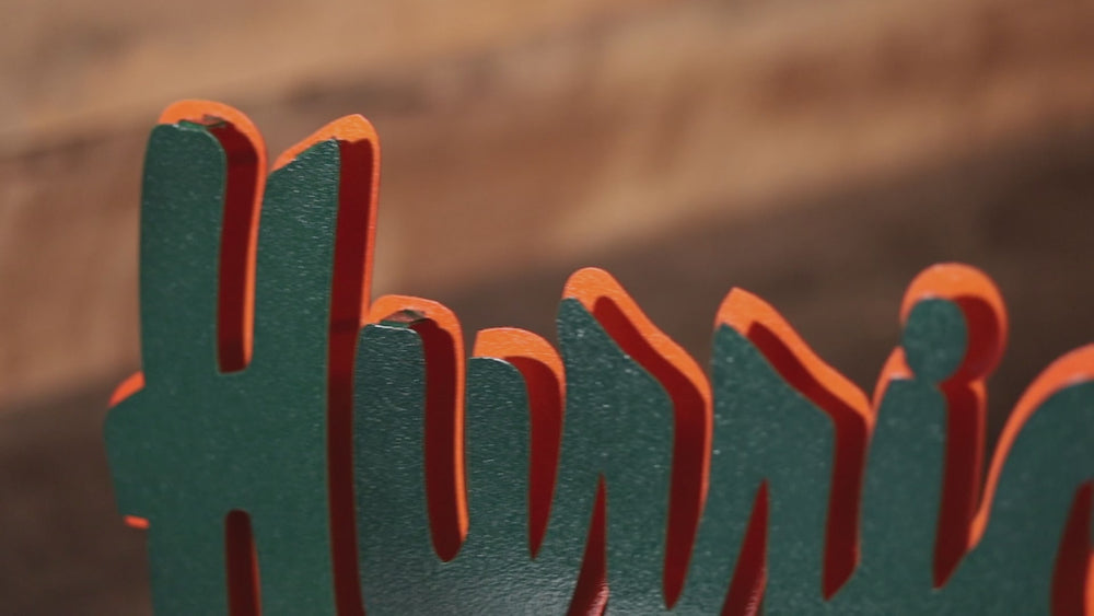 Miami Hurricanes Script 3D Vintage Metal Wall Art