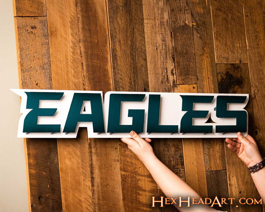 Philadelphia Eagles Mascot 3D Vintage Metal Wall Art – Hex Head Art